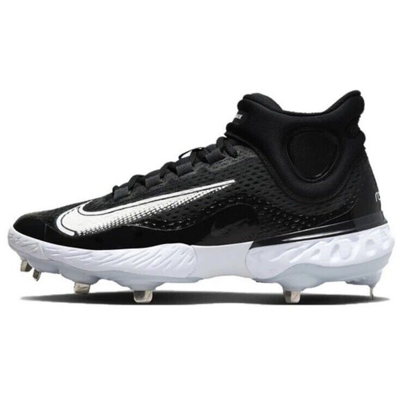 Size 12.5 Nike Mens Cleats Alpha Huarache Elite 4 Mid Black Baseball DJ6520-001 - Picture 1 of 6